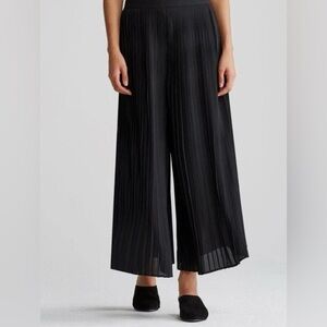 Eileen Fisher Knife Pleated Wide Leg Ankle Pant-Black Medium NWT